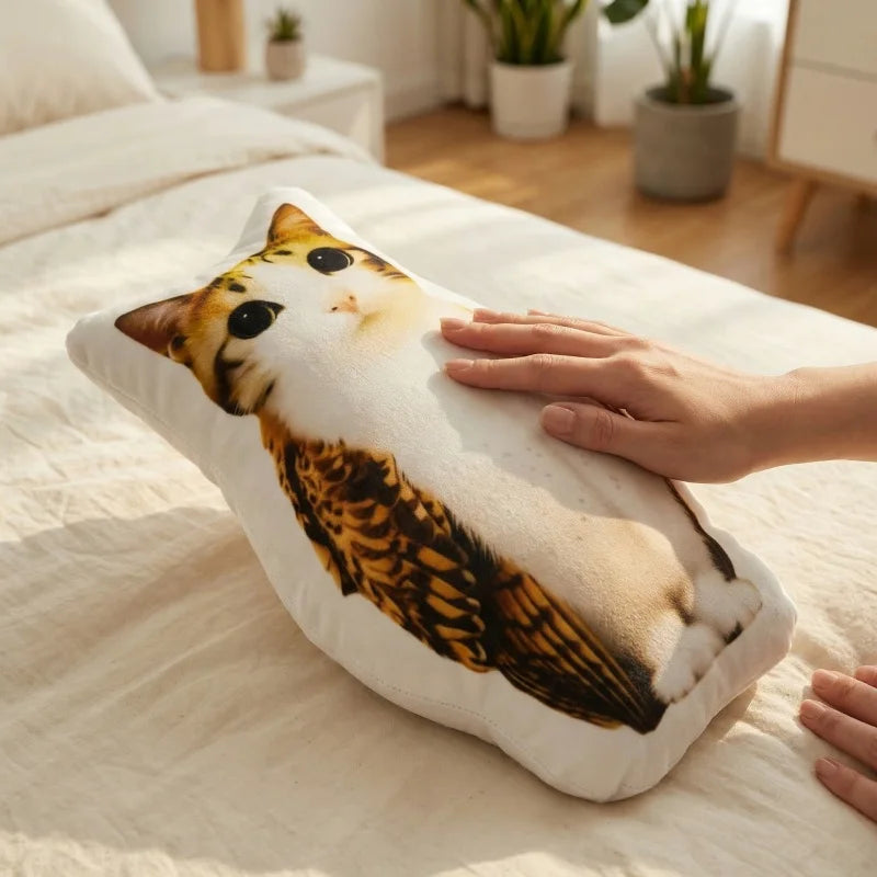 Gaslight Gatekeep Girlboss Meowl Pillow Cat Owl Funny Meme Shaped Pillow Brainrot Stuffed Animal Throw Pillow Gen Z Cushion