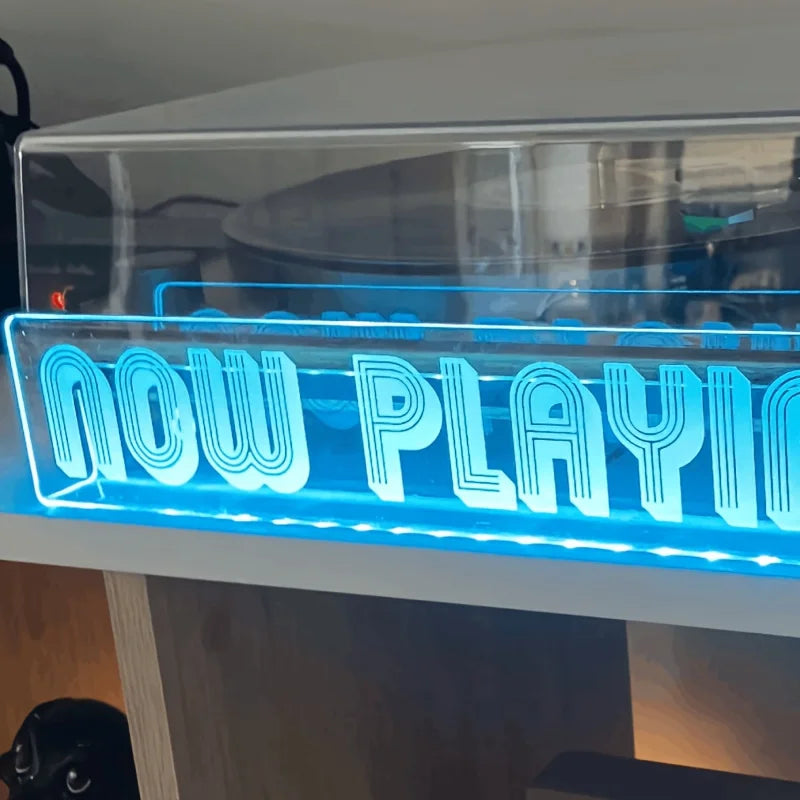 Now Playing Vinyl Record Stand CD Wall Mounted Display Acrylic Album Shelf Decor Room Lighting Gift For Him Neon Sign Holder