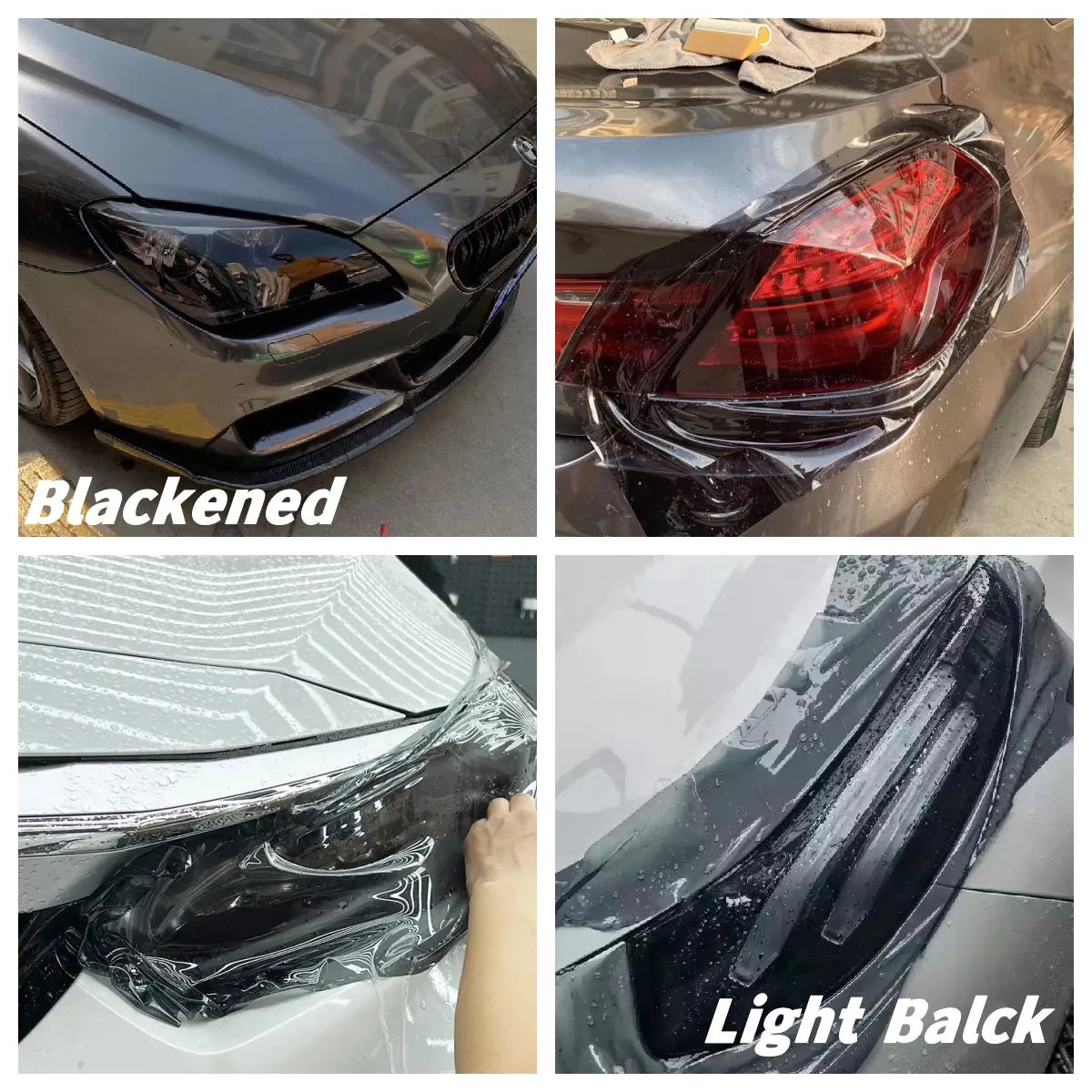 Self-Healing TPU Headlight/Taillight Protection Film Wrap, Transparent/Black/Gray 30cm