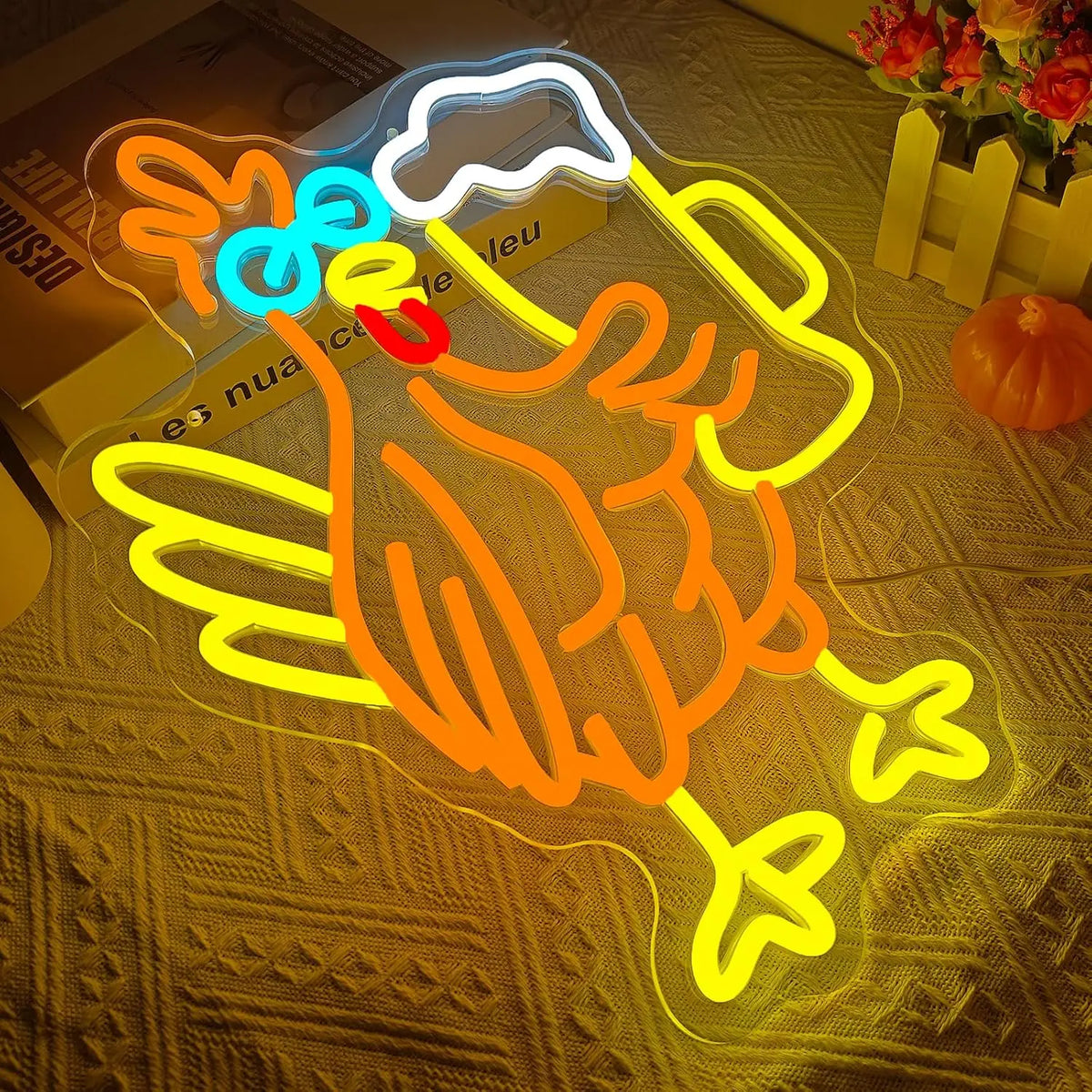 Beer Cock Neon Sign Funny Rooster Neon Light for Man Cave Dimmable Beer Cocktail Bar Pub Club Birthday Christmas Wall Decor Gift