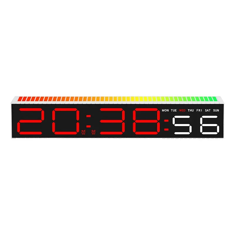 LED Alarm Clock with Rhythm Light Bar Colorful Table Clock with 3 Levels Brightness Adjustable RGB Colorful Electronic Clock