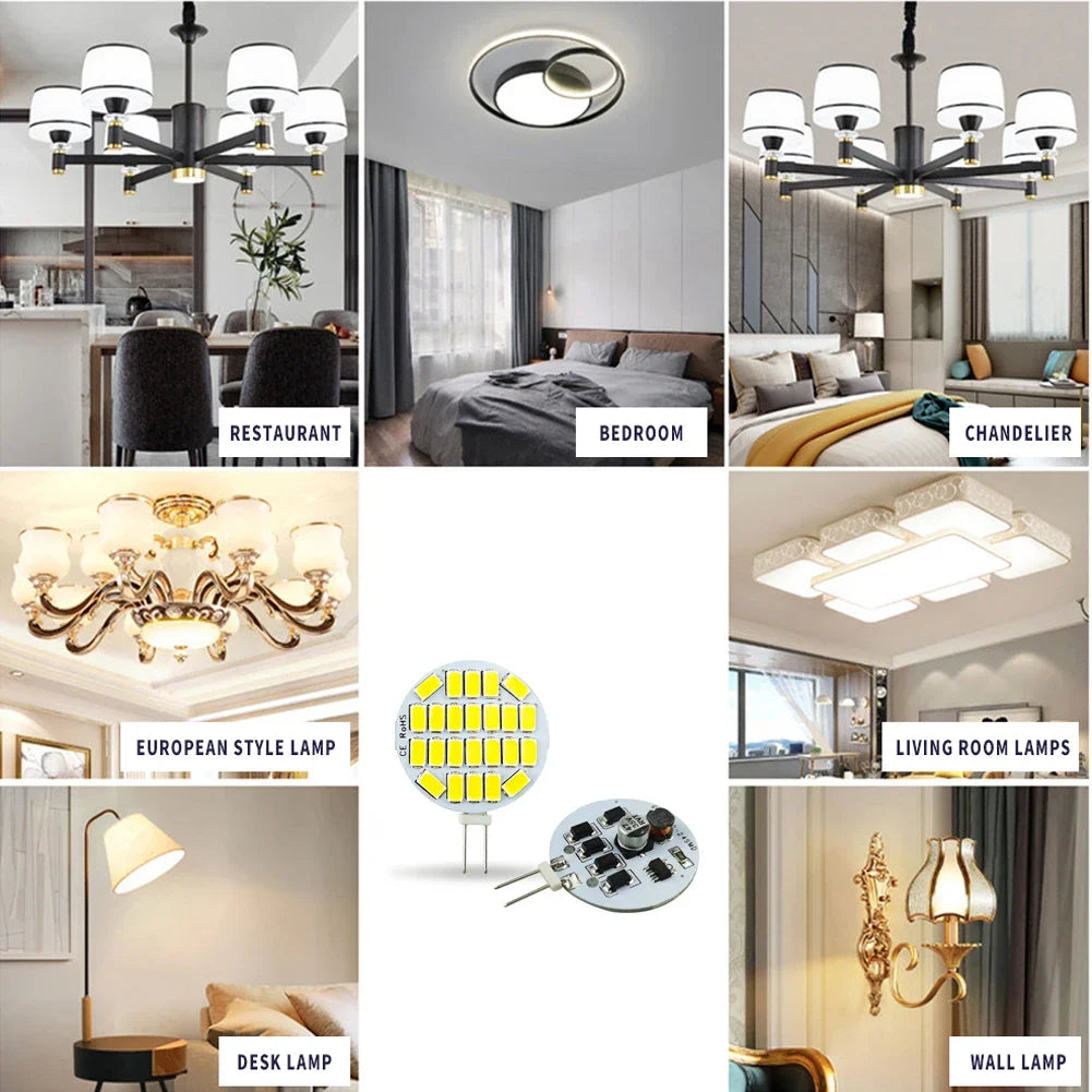 10pcs High Brightness12V24V Round Spotlight 5730 15leds/24leds No Flicker Range Hood Boat Light LED G4 Bulb Replace Halogen Lamp