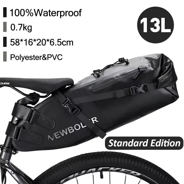 NEWBOLER Bicycle Bag Waterproof 13L Large Capacity Bicycle Saddle Bag Bicycle Foldable Tail Bag Mountain Bike Road Luggage