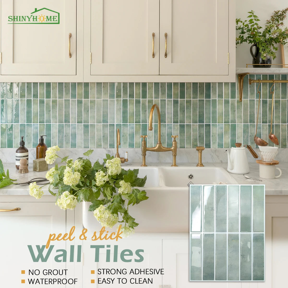 10/30/50 Pieces 3D Imitation Handmade Tile Stickers, Self-Adhesive Kitchen Backsplash, Waterproof  Self-Adhesive