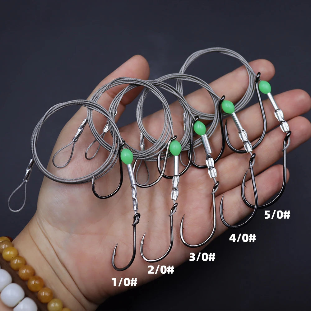 ZYZHE 1pc Fishing Stinger Rigs with 49 Strands Steel Wire Double Hooks For Freshwater Saltwater Fishing Live Bait Rigs
