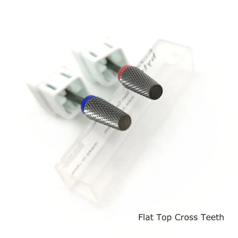 HYTOOS Flat Tapered Cross Teeth Bit 3/32 Carbide Nail Drill Bits Remove Gel Manicure Cutter Electric Drills Nails Accessorie