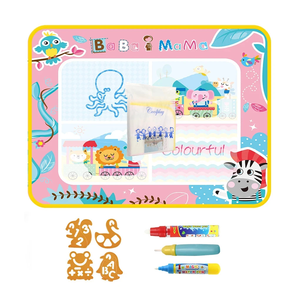 100x80CM Magic Water Drawing Mat Coloring Doodle With Reusable Magic Pens Montessori Painting Board Educational Toys Kids Gifts