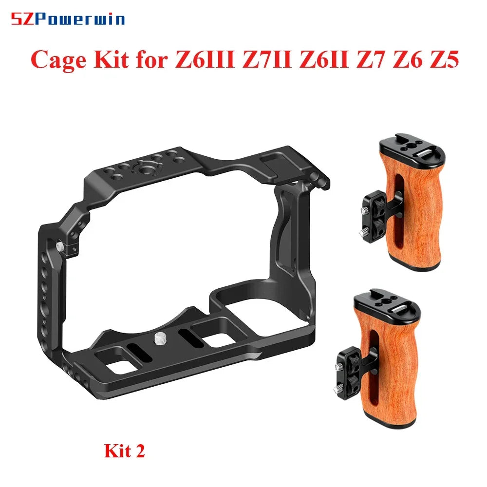 Powerwin Z6III Z7II Z6II Z7 Z6 Z5 Camera Cage Kit  for Nikon Rig Protective Frame Gimbal Arri Locating Screw Wooden Handle