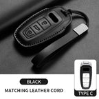 Auto Key Shell Fob For Audi A4 A4L A5 Q5 Q7 TT TTS 8S B9 2016 2017 2018 Leather Car Remote Key Case Cover Keychain Accessories