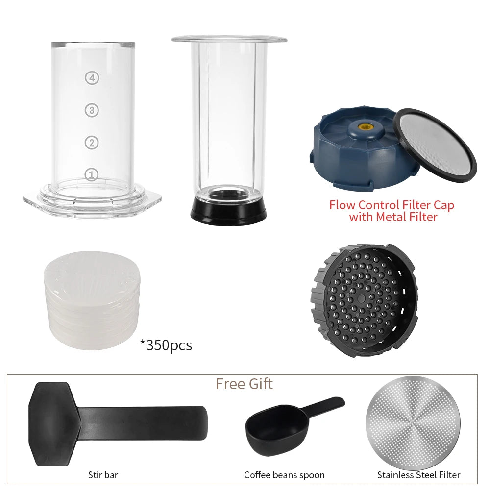 CAFEMASY Portable AeroPress-Style Coffee Maker with Filters, Manual Espresso Press