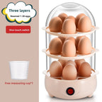 Automatic Power Off Egg Boiler Mini Multi-layer Breakfast Machine with Measuring Cup Egg Poacher for Home Dormitory