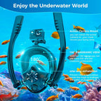 Adults Full Face Snorkel Mask Double Breathing Tube 180° Wide-Eye Panoramic Vision Advanced Anti-Fog Swim Leak-Proof Adventures