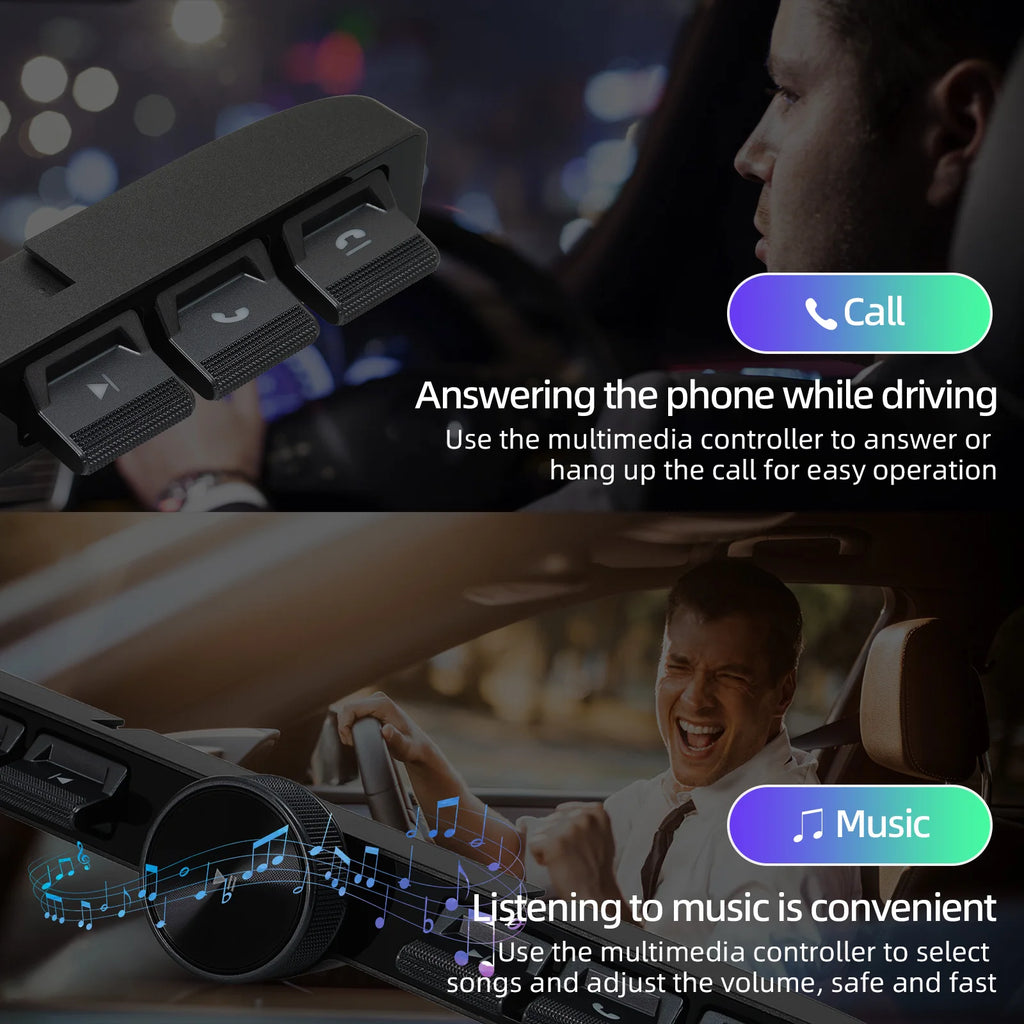 7-Key LED Car Steering Wheel Multimedia Remote Controller, Wireless Volume Adjuster