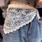 2 in 1 Triangle Short Skirt Half Skirt Butt Curtain Skirt Lace Trim Apron Soft Lace Stacked Ins Style Korean Women Headscarf
