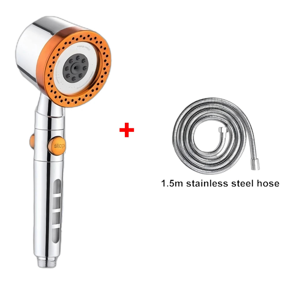 5 Modes Spray Water Saving Shower Head ABS Handheld Spa Showerheads Large Flow Portable Bathroom Filter Shower Faucet Nozzle Set
