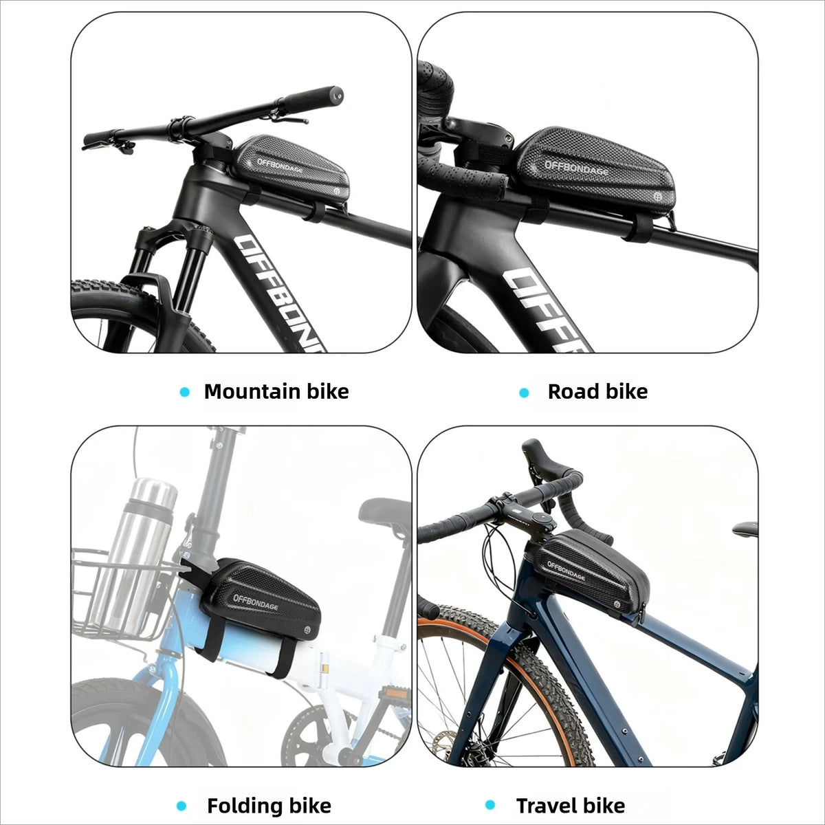 OFFBONDAGE Hard Shell Bike Front Bag 0.8L EVA Waterproof Bicycle Bag MTB Road Bike Top Tube Bag Cycling Storage Bike Accessories