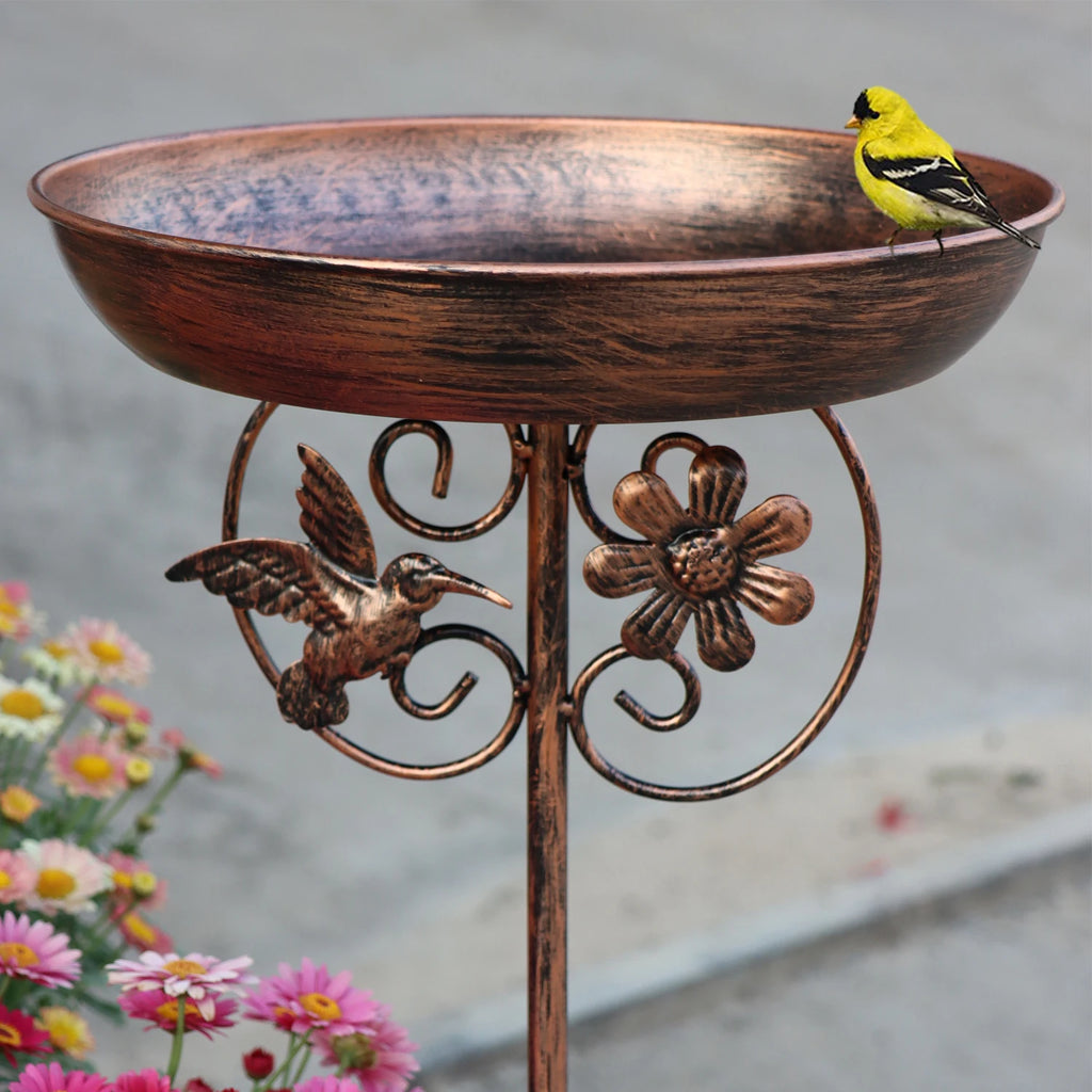 Metal Bird Bath and Feeder Bowl, Detachable Cast Iron Garden Patio Lawn Decor, 1pc