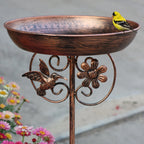 Metal Bird Bath and Feeder Bowl, Detachable Cast Iron Garden Patio Lawn Decor, 1pc