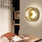 LED Glass Wall Sconce, Amber or Smoke Gray Shade, Warm White Light, Indoor Wall Lamp