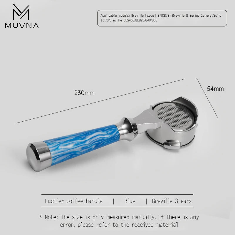 MUVNA Espresso Bottomless Portailfter Lucifer Series, Naked Portafilter with Basket Fits E61/Nuova/Delonghi/Breville Machines