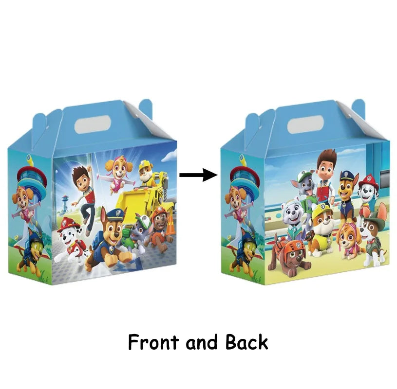 12PCS Paw Patrol Candy Box Happy Birthday Party Decoration Cute Creative Anime Kids Gifts Packaging Box Baby Shower Supplies Bag