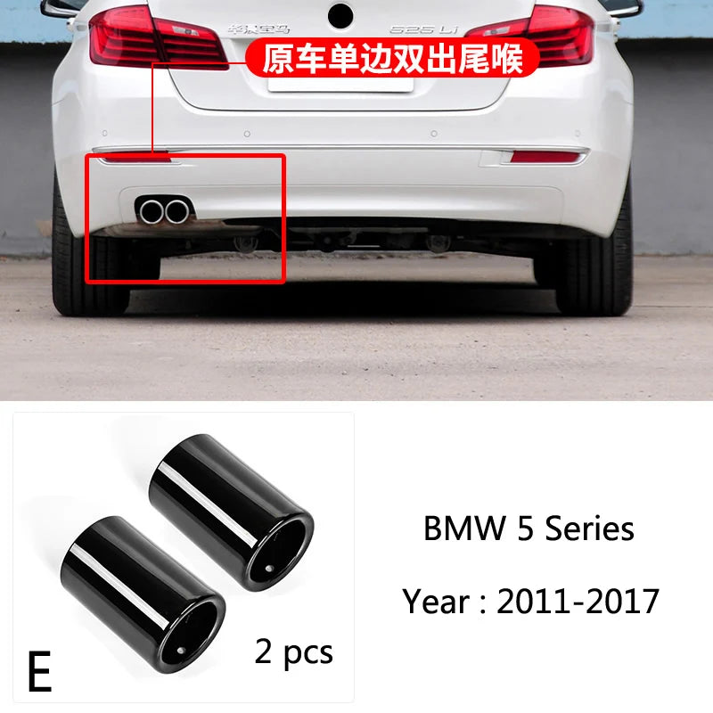 For BMW F10 F20 F30 F32 F34 F36 F48 Car Exhaust Muffler Tip Stainless Steel Pipe Chrome Trim Modified Car Rear Tail Throat Liner
