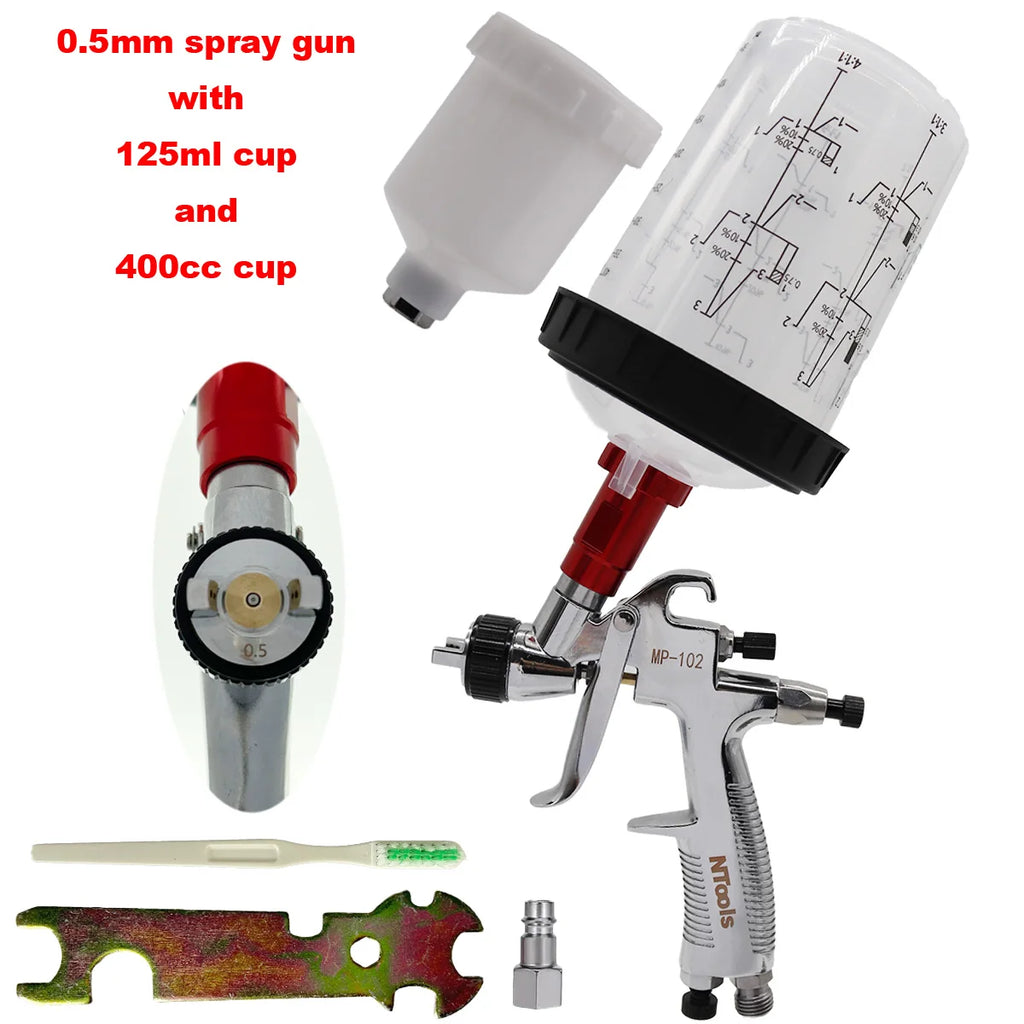 Spay Gun Mini 0.5/0.8/1.0/1.2mm Nozzle Gravity Airbrush For Car Painting Tool No Clean Disposable Measuring Cup
