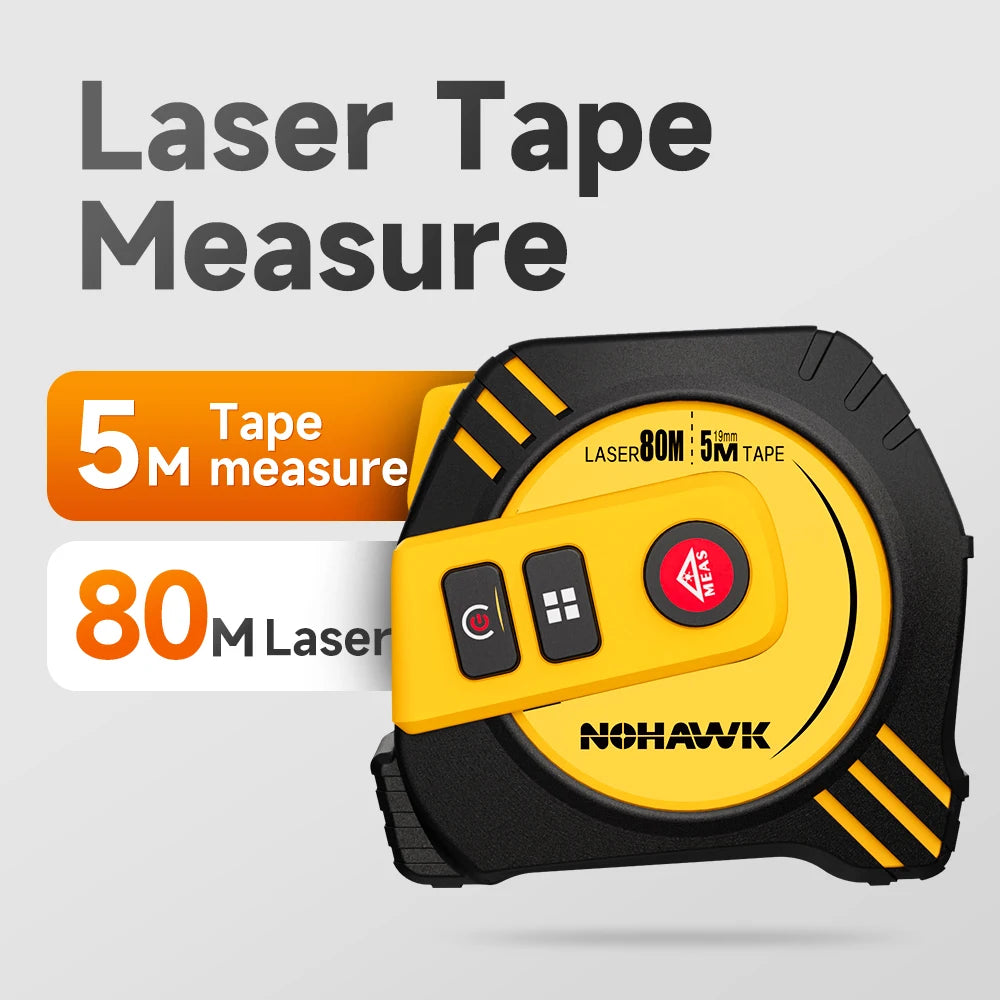 Nohawk 40m/80m Laser Tape Measure Tape Measure Measuring Tool Laser Distance Meter Steel Tape Measure USB Rechargeable