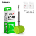 CYCLAMI Ultralight TPU Bike Inner Tube Metal nozzle Bike Inner Tire Removable French Valve For Road 700C 700 18 23 25 28 30 32 C