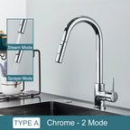 Black Kitchen Faucet Two Function Single Handle Pull Out Mixer  Hot and Cold Water Taps Deck Mounted