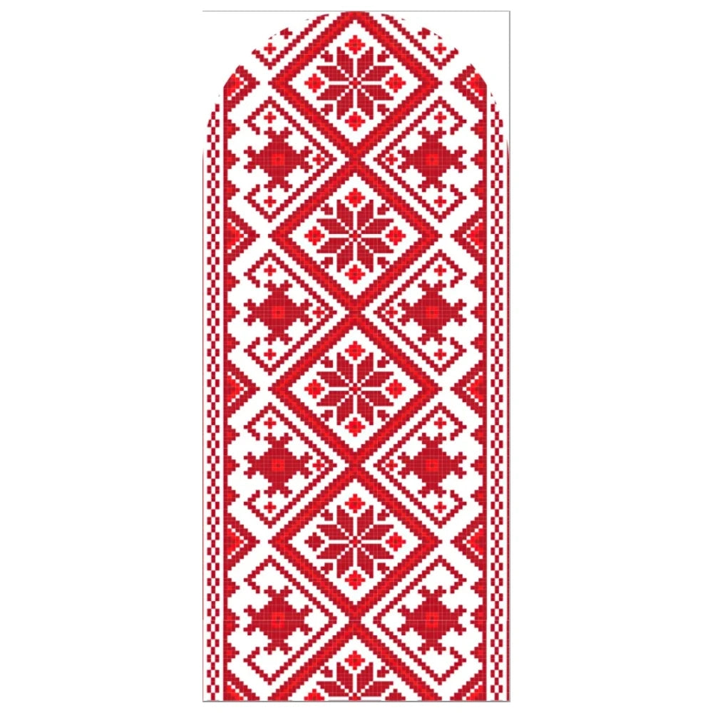 Red Embroidered Hibiscus Pattern Arched Background Cover for Birthday Bride Shower Decoration Photography Background