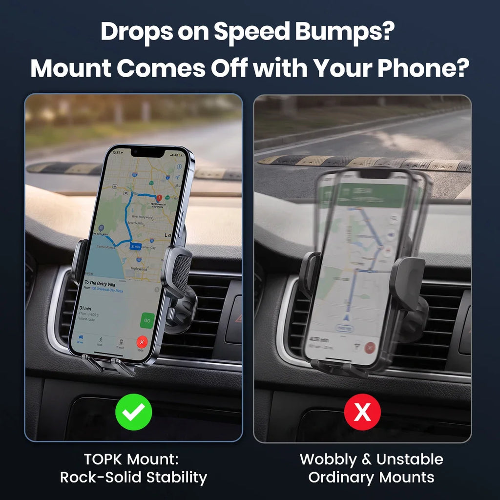 TOPK Car Phone Holder Mount Upgraded Stainless Steel Hook Cell Phone Holder for Car Air Vent Mag-Safe Compatible All Phones