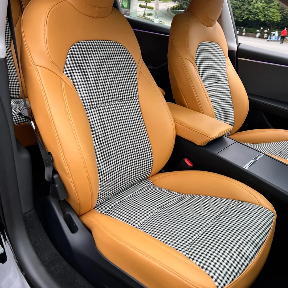 Houndstooth Cotton Linen Upholstery Fabric 1x1.5m Black-White Car Seat Door Panel Headliner