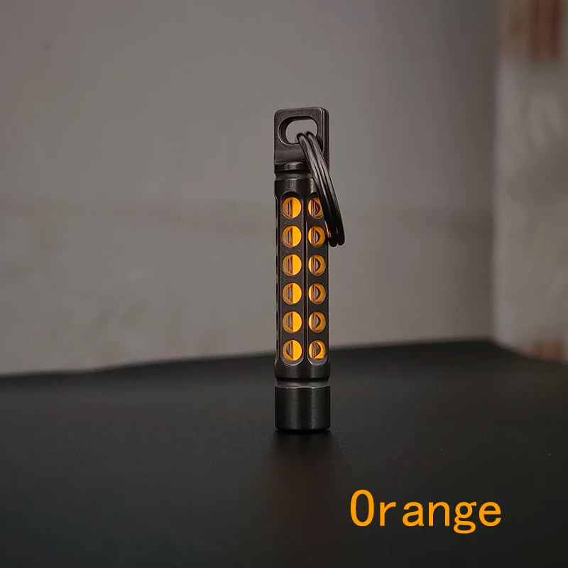 TItanium  Cage Luminous Night Signal Light Outdoor EDC Luminous 3.5*25mm Fluorescent Tube Self-illuminating Key Chain