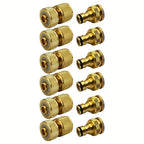 6/12pcs EU Standard Aluminum Hose Connector Set - 1/2'' & 3/4'' Tap Fitting + 1/2''(13-16mm) Quick Connect for Garden Pipes