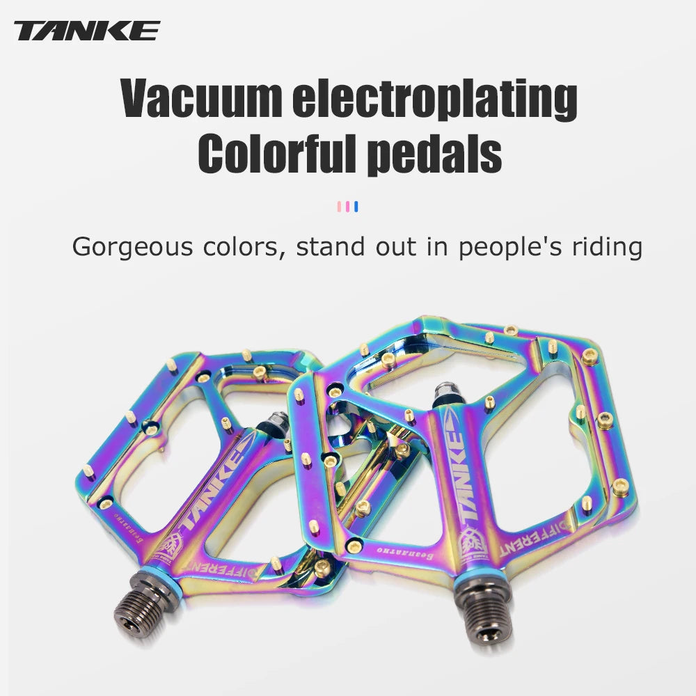 TANKE MTB Bike Pedals Aluminum Alloy Non-Slip Platform 10 Pins/Side with Bearings, Colors
