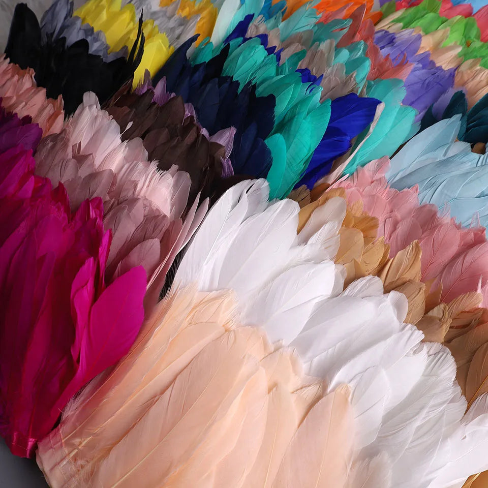 10Meters Goose Feather Fringe Ribbon Handicraft Accessories White Swan Feathers Trims Carnival Plumas Dress Decoration Wholesale