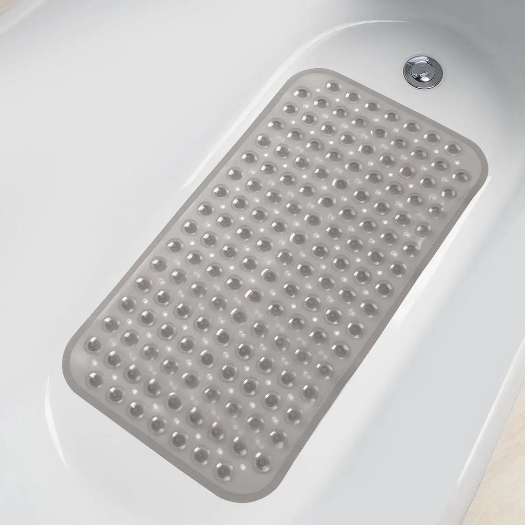 1pc PVC Non-Slip Bath Mat with Suction Cups & Drain Holes 15*27.6in/38*70cm- Fast Draining Shower Mat Bathtub Mat Bathroom Mat
