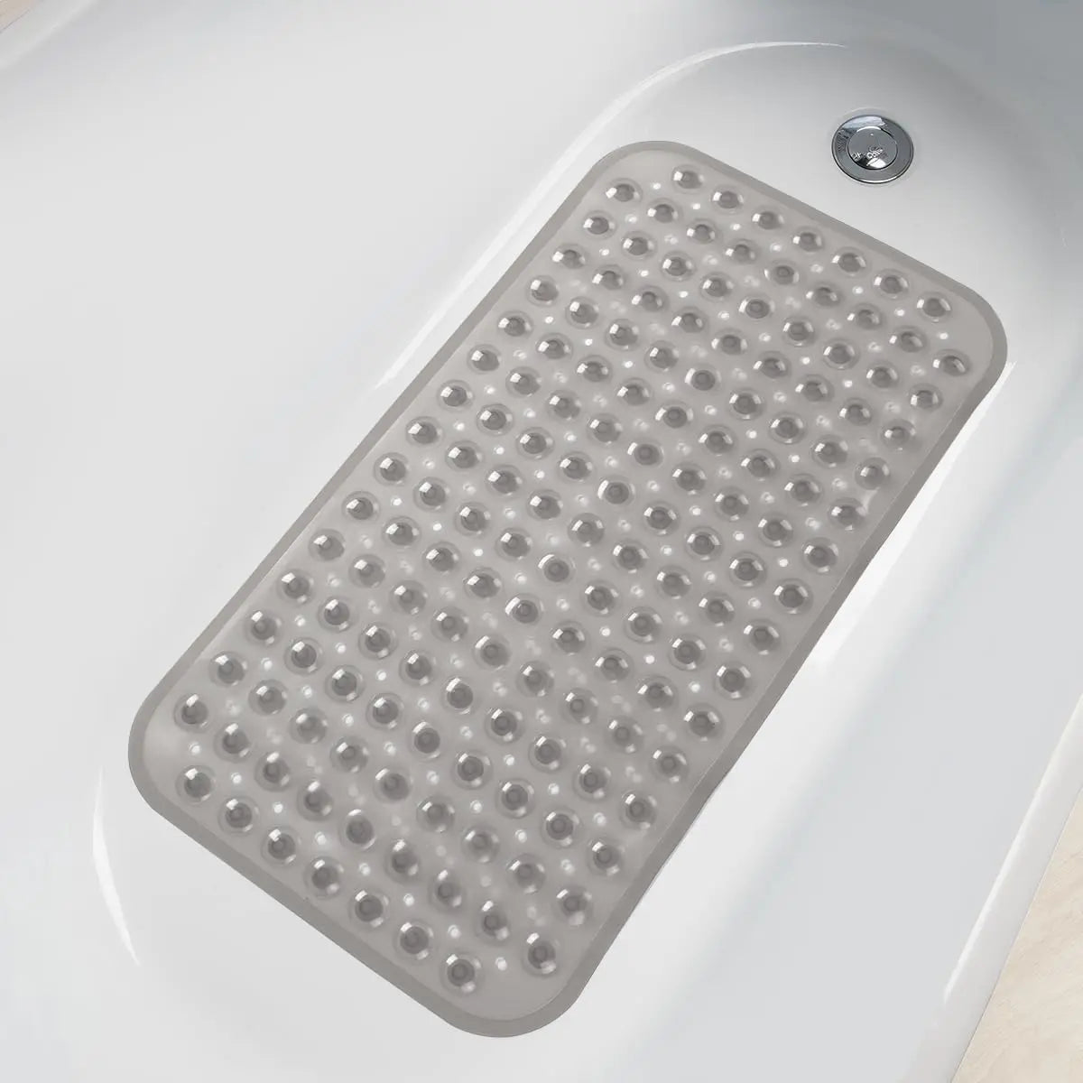 1pc PVC Non-Slip Bath Mat with Suction Cups & Drain Holes 15*27.6in/38*70cm- Fast Draining Shower Mat Bathtub Mat Bathroom Mat