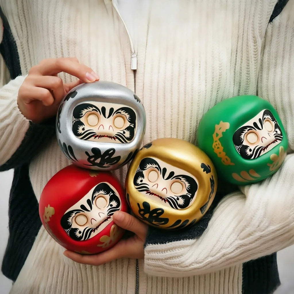 Japanese Ceramic Daruma Statue, Lucky Charm, Zen Ornament, Fengshui Figurine, Money Box, Home Tabletop Decoration, Gifts, 4"
