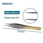 Autoclavable Stainless Steel Tissue Forceps with Golden Handle Teethed Forceps Ophthalmic Instrument 1pcs