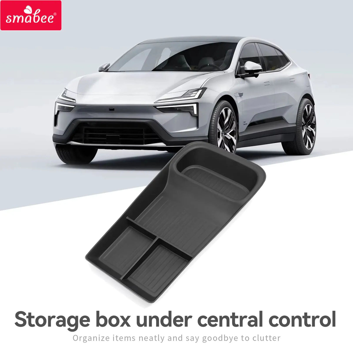 for Polestar 4 2023 2024 Car Storage Box Interior Accessories Center Console Lower layer Storage Tray Organizer Tidying Black