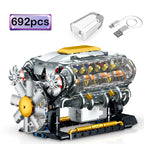 MOC Technik Electrically Driven V8 Engine Model Car Building Blocks Set Creative Educational Toys Christmas Gifts For Boys Kids