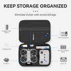 XFJI Carrying Case Compatible with DJI NEO 2 Combo PU Leather Hard Shell Shoulder Bag Travel Storage Pouch Drone Accessories