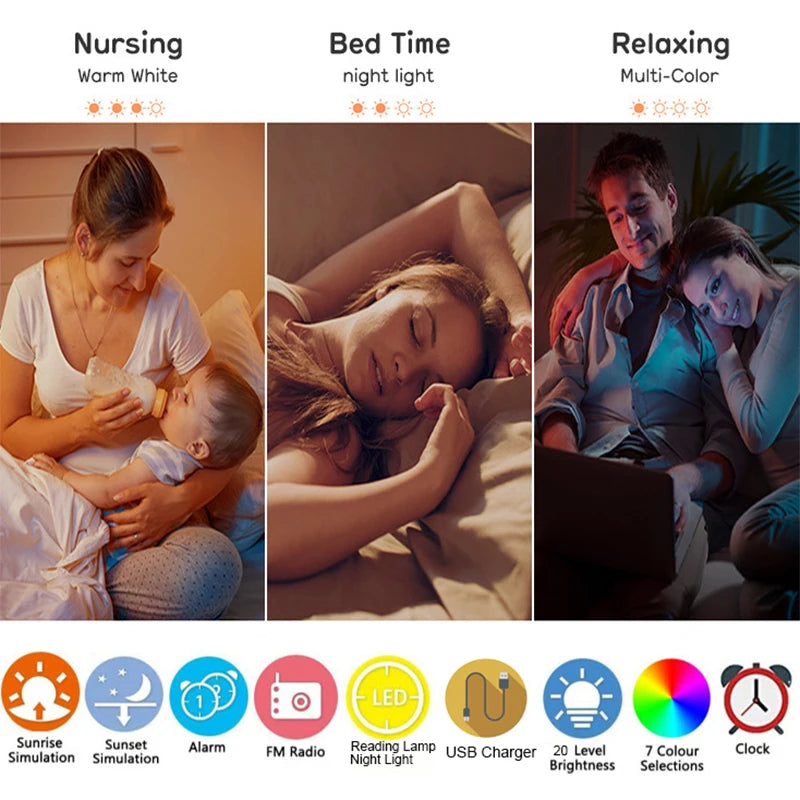 Sunrise Alarm Clock Wake Up Light with Sunrise/Sunset Simulation, FM Radio, Night Light