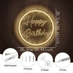 USB Powered LED Neon Sign with Switch, Ideal for All Ages Home Party Decor Happy Birthday Neon Sign for Wall Decor