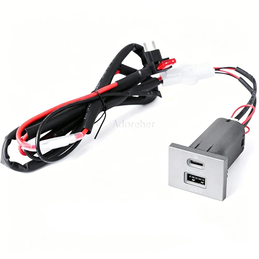 Dual USB Car Charger for Ford Focus 2 Mk2 2009-2011 QC3.0 + Type-C PD Fast Charging Socket No Wiring Damage