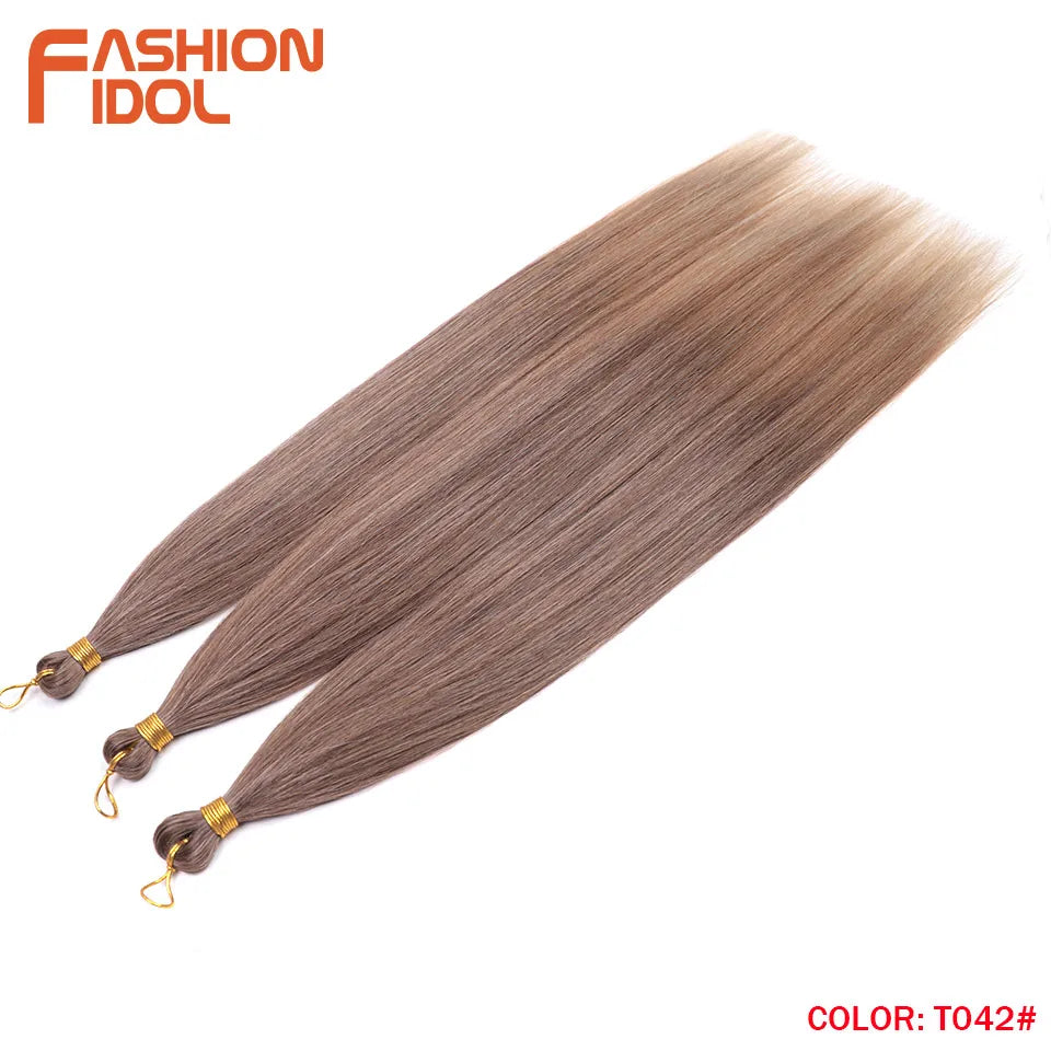Straight crochet braids hair extensions 3pcs 28in synthetic pony hair bundles ombre silver grey