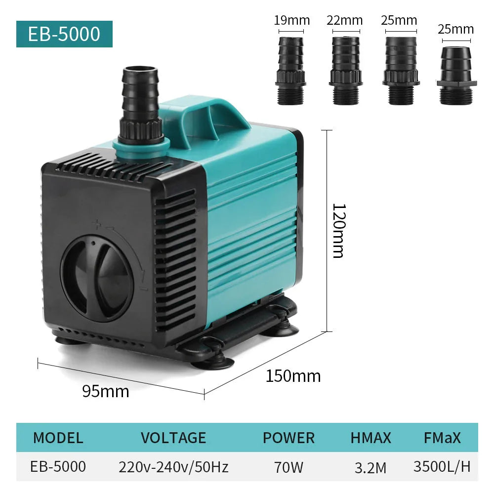 Submersible Aquarium Water Pump EU Plug 220-240V Ultra-Quiet Filter 3-85W