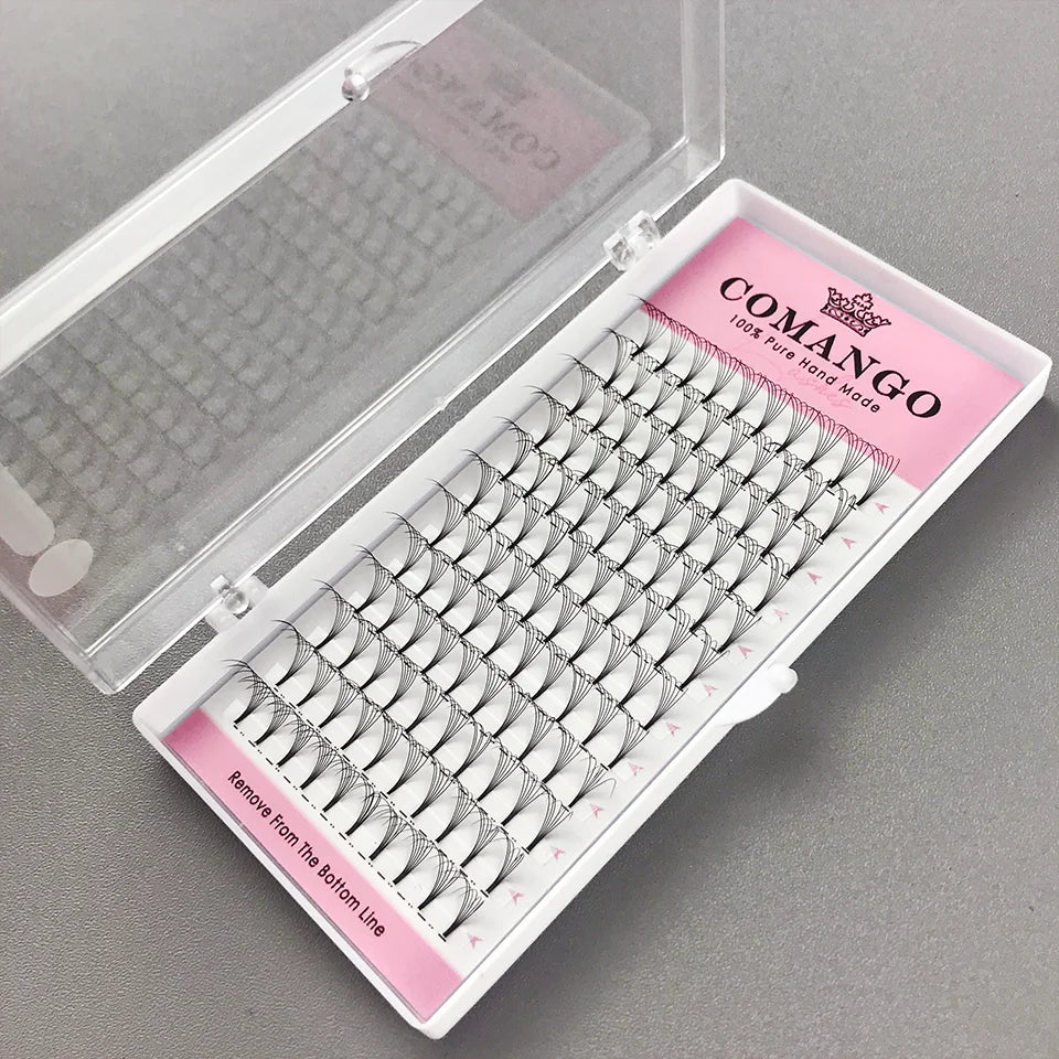 5pcs/Lot CoMango Short Stem Premade Fans Russian Volume Lashes Tray Premium Eyelash Extensions Supplies for Eye Beauty Makeup